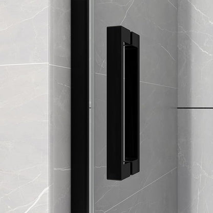 Sunrosa Semi-Frameless Glass Shower Door, 47 2/8" -48" W x 76" H Single Sliding Shower Door, Shower Door with Tempered Glass 5/16"(8mm), Matte Black