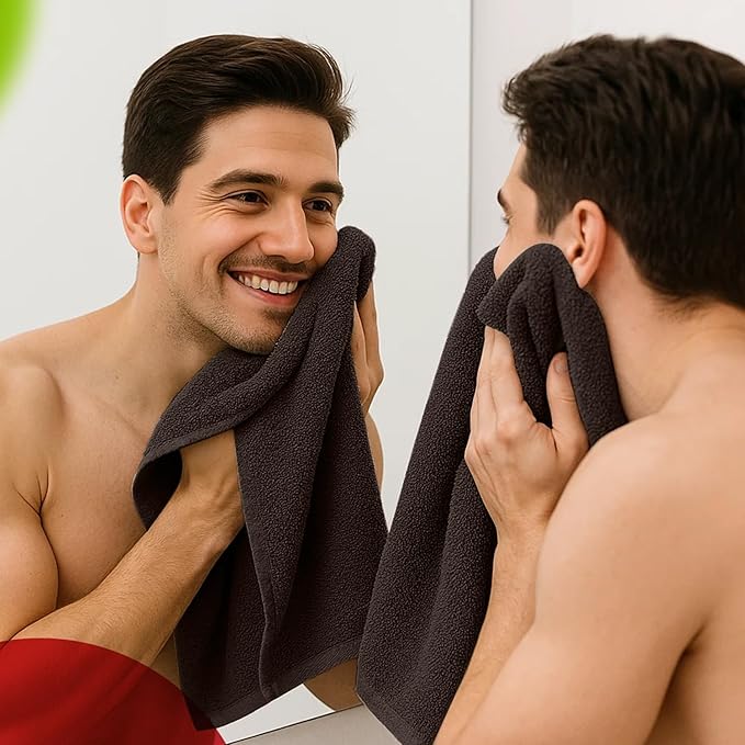 RIVERSIDE 6 Pack Premium Hand Towels Set, 16x28 inches, 100% Ring Spun Cotton, 600 GSM, Soft, Quick Dry and Highly Absorbent, Towels for Bathroom, Kitchen, Gym, Spa - Brown