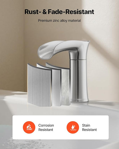 VEVOR Roman Tub Faucet, 3 Hole Waterfall Bathtub Faucet, Zinc Alloy Bath Tubs Faucets Set with 2 Handles, Deck Mount Bath Tub Faucets Set for Pet Washing, Adult Bathing, Silver, Hot & Cold Control