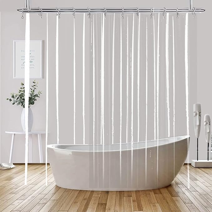 YISURE Clawfoot Tub Shower Curtain, Wrap Around Clear Shower Curtain Liner with 6 Bottom Magnets PEVA Extra Wide Bathtub Curtain for Bathroom Vintage Freestanding Tub 180’’W x 70’’L