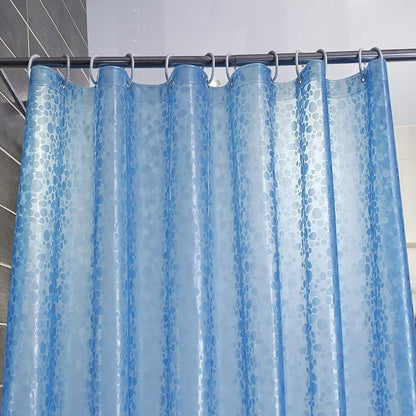 WELTRXE EVA 8G Shower Curtain Liner, 72x72 Inch 3D Blue Pebble Heavy Duty Waterproof Bathroom Shower Liner with Weighted Magnets Thick Clear Plastic Shower Curtains for Shower Stall, Bathtub, 12 Hooks