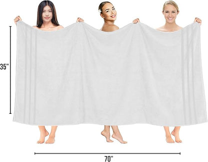 RIVERSIDE Pack of 2 Extra Large Bath Sheets 35 x 70 Inches - 100% Ring Spun Cotton Hotel Quality Oversized Bath Towels - Super Soft, Highly Absorbent & Quicker to Dry - White
