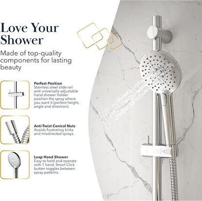 BATH ROYALE Handheld Shower Head, Detachable High Pressure & 3 Spray Modes, Brushed Nickel