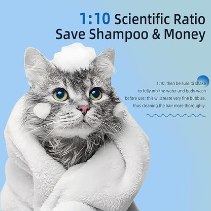 Electric Rotating Massage Dog Shampoo Spray Dispenser with Foam Brush [2025 Upgraded Version] Dual-core Electric pet Bath Brush | 2-Speed Variable Frequency SPA × Double Bubbles