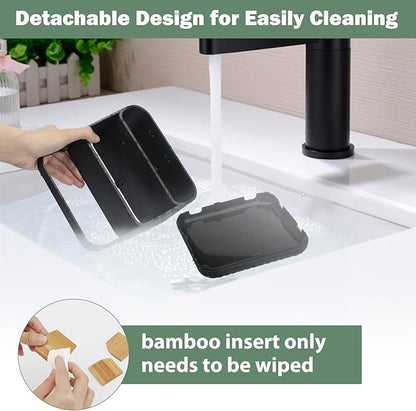 Chintu Toothbrush Holders Bathroom Countertop Organizer-Electric Tooth Brushing Holder 6 Slots Toothbrush Caddy for Counter Organization Kids Family Toothpaste Holder for Vanity Storage Black