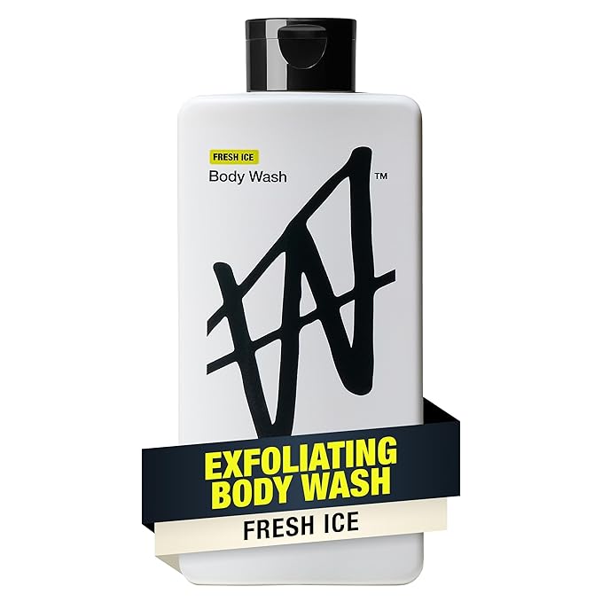 W By Jake Paul Body Wash for Men, Exfoliating Shower Gel with Jojoba Oil, Deep Clean Hydrating Mens Bodywash, Fresh Ice Scent, 18 fl oz