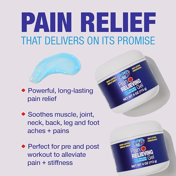 Blue Goo Pain Relieving Gel – for Back, Neck, Muscle and Joint Pain, Fast-Acting Cooling and Soothing Relief with 100% Pure Emu Oil, 4 oz (2 Pack)