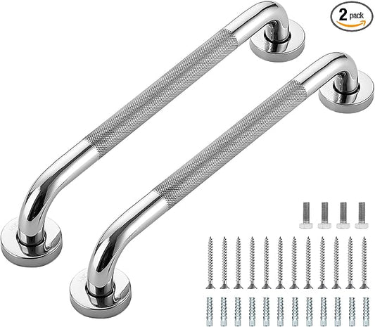 Grab Bars for Shower, 2 Pack 16-Inch Anti Slip Shower Handles for Elderly, Safety Shower Grab Bar, Stainless Steel Handicap Grab Bars for Bathroom (Polished Nickel 1" Diameter)