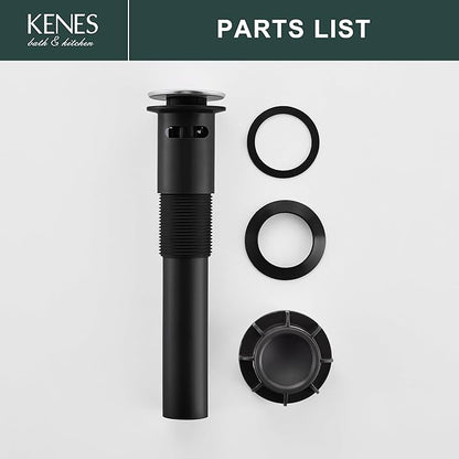 KENES Chrome Bathroom Pop Up Sink Drain with Overflow, Lavatory Bathroom Vanity Sink Drain Stopper, Sink Drain Assembly with Overflow Anti Clog Pop Up Drain