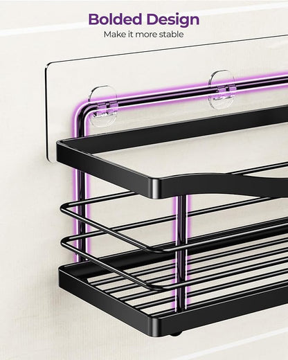 ODesign Shower Caddy 3 Pack-Shower Organizer Shelves Rack Rustproof SUS304 Stainless Steel for Bathroom Storage&Kitchen-No Drilling Adhesive Shower Caddy Shelf with 4 Hooks Suction Cup-Black