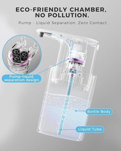 Automatic Liquid Soap Dispenser Touchless, 10oz/300ml Rechargeable, 3 Adjustable Liquid Levels, IPX5 Waterproof, for Kitchen Bathroom, Black