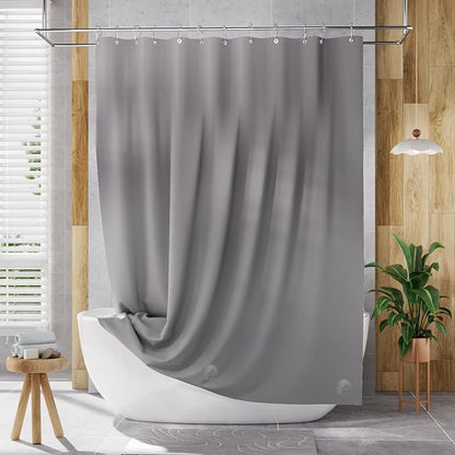 AmazerBath Shower Curtain Liner, 72x78 Grey Shower Curtain Liner, Cute Plastic Shower Curtain Liners, Lightweight Waterproof PEVA Gray Shower Curtains for Bathroom with Magnets and 12 Grommet Holes