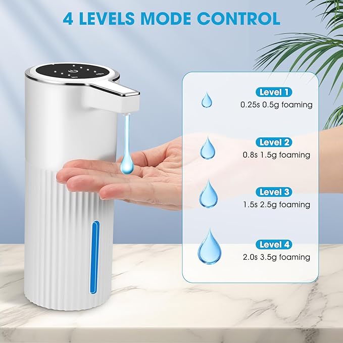 2 Pack Touchless Automatic Liquid Soap Dispenser, 13.5oz Smart Sensor Hand Wash Dispenser, USB Rechargeable & Adjustable for Bathroom Kitchen Sink, White Stripes