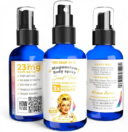 No Crap In It Magnesium Spray, Triple Action!- Your Way to Wellness | Immediate Relief with Our Unique Magnesium Glycinate,Citrate, Chloride Blend Spray (Scent Free)