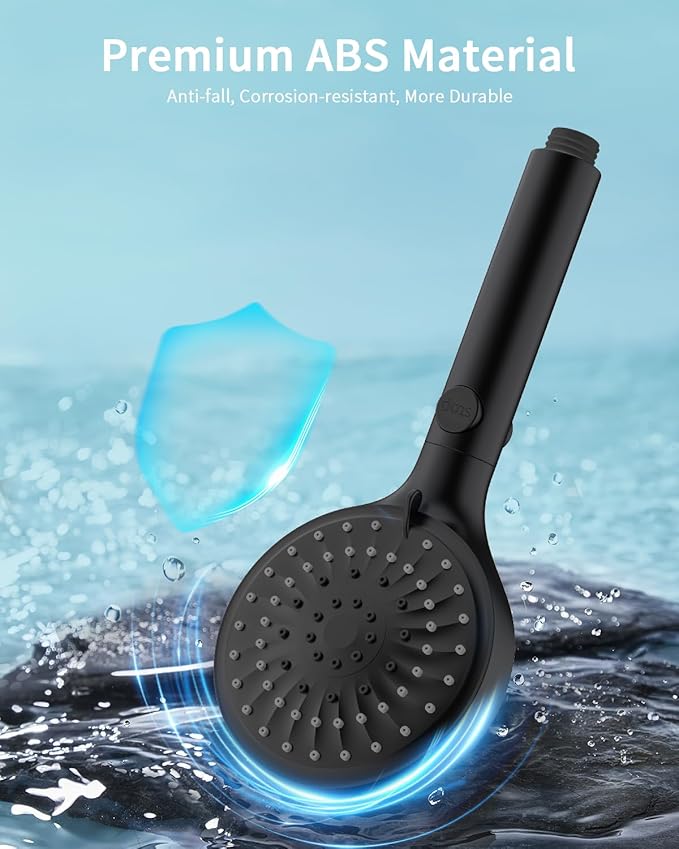 FASDUNT Shower Head with Handheld, High Pressure Handheld Shower Head with 80" Extra Long Stainless Steel Hose & Adjustable Bracket, Showerhead with ON/OFF Switch, Black