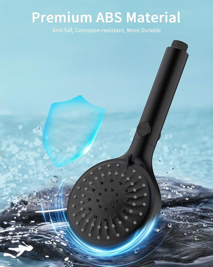 FASDUNT Shower Head with Handheld, High Pressure Handheld Shower Head with 80" Extra Long Stainless Steel Hose & Adjustable Bracket, Showerhead with ON/OFF Switch, Black