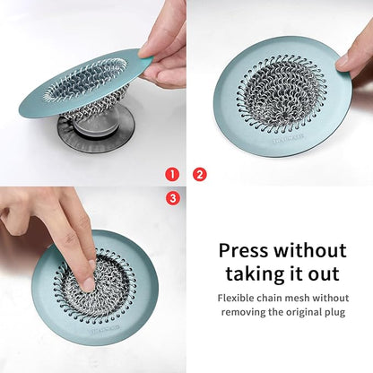 TRAPMATE Reversible Bathtub Drain Protector Hair Catcher/Easy Clean & Fast Drainage Drain Cover for Regular & Pop-up Drain (Teal)