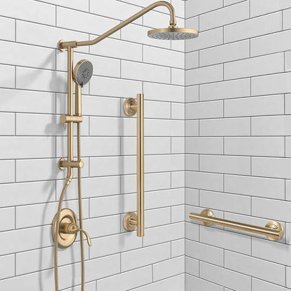 Lava Odoro Shower Grab Bar, Modern Stainless Steel Handicap Grab Bar for Bathtubs and Showers, Shower Safety Bar for Seniors Disabled, ADA-Compliant (Champagne Gold, 18 Inch)