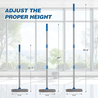 30"-59" Window Squeegee,2 in 1 Squeegee Window Cleaner with Long Stainless Steel Handle,Sponge Car Window Squeegee for Gas Station, Glass,Shower,Outdoor High Window Cleaning (Green) (51 inch)
