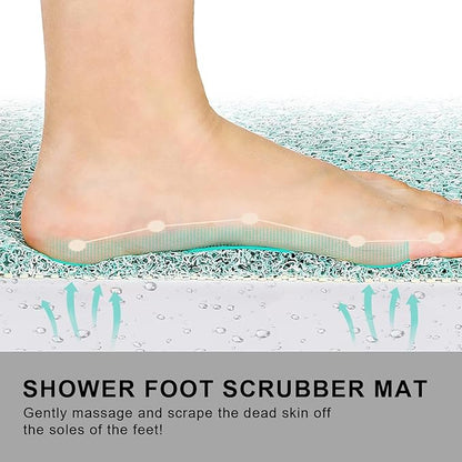 Non Slip Bathtub Mat, Anti Slip Bath Mat 0.6" Extra Thick, Quick Dry Bath Tub Anti Slip Shower Mat, Loofah Non-Slip Bath Mat for Tub Bathroom Pool Kitchen Entryway Home Hotel(Blue 16x27)