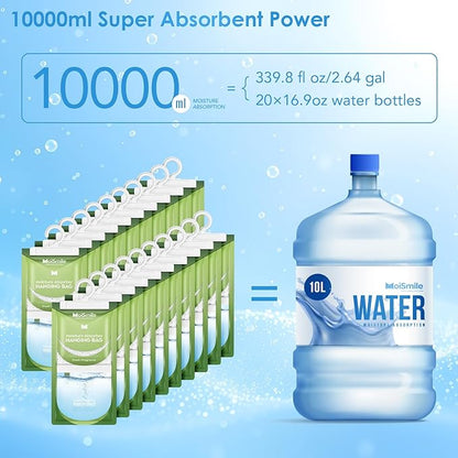 Moisture Absorbers 20 Pack Fresh Fragrance, Hanging Closet Dehumidifier Bags, Humidity Absorber, Compact Eliminates Odors Humidity Packs for Car, Bathroom, Bedroom, Basement, 9.8OZ