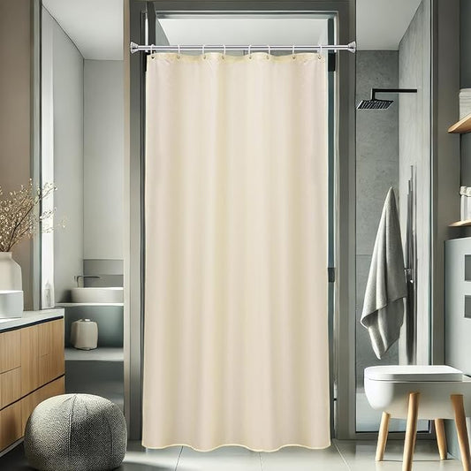 AooHome Fabric Polyester Shower Curtain, Small Size Bathroom Curtain for Hotel, Weighted Hem, Water Repellent, Beige, 48 x 72 Inch