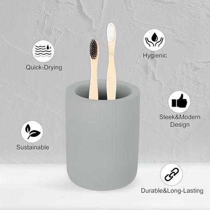 Toothbrush Holder, Diatomite Bathroom Organizer, Toothbrush & Toothpaste Holder Cup, Vanity Storage Solution for Bathrooms, Dark Grey, 1Pc