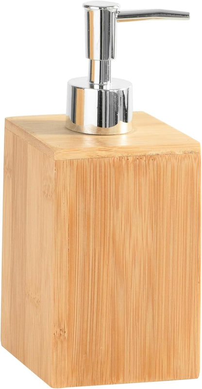 Fuller’s Bamboo Bathroom Counter Set – Eco-Friendly & Water-Resistant Sink Organizer | 4-Piece Vanity Tray, Soap Dispenser, Toothbrush Holder & Storage Container