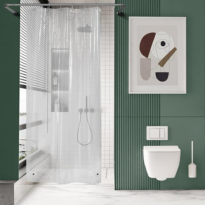 AmazerBath Small Shower Curtain Liner, 36x72 Stall Plastic Clear Shower Curtain Liner, PEVA Cute Narrow Shower Liner, Stand Up Shower Curtain Liners with 2 Magnets and 6 Rustproof Grommet Holes