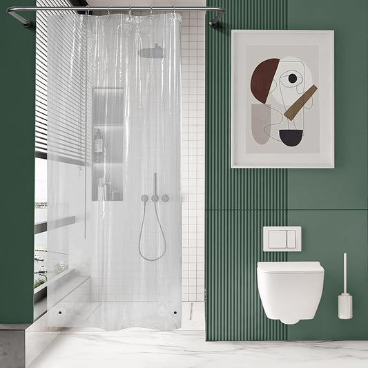 AmazerBath Small Shower Curtain Liner, 36x72 Stall Plastic Clear Shower Curtain Liner, PEVA Cute Narrow Shower Liner, Stand Up Shower Curtain Liners with 2 Magnets and 6 Rustproof Grommet Holes