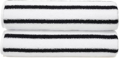 Italic Ultraplush 100% Australian Cotton Hand Towels - Set of 2 Luxury Hand Towels, Ultra Plush and Highly Absorbent 800GSM Resort Grade, Striped (White and Blue)