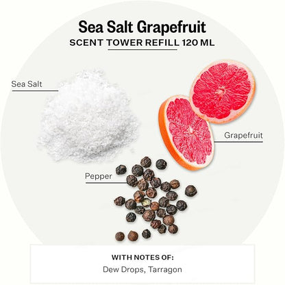 Apotheke Scent Tower Aromatherapy Diffuser Fragrance Refill, Sea Salt Grapefruit (120 ml) - Long-Lasting Perfume-Grade Essential Oil for Clean & Fresh Home, Office, Hotel & Large Rooms