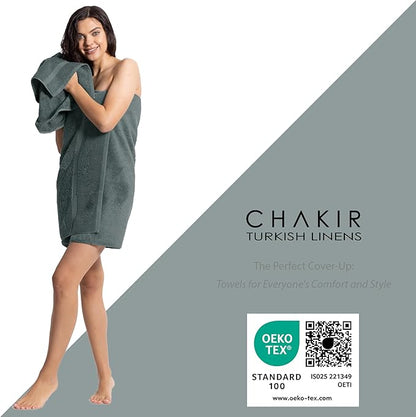 Chakir Turkish Linens Premium Cotton Absorbent Turkish Towels (8-Piece Towel Set, Dark Gray)