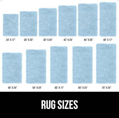 GORILLA GRIP Bath Rug Mat 60x24, Thick Soft Absorbent Chenille, Quick Dry Microfiber Mats, Rubber Backing Machine Washable Shower Floor Rugs, Bathmat Runner, Bathroom Home Decor Accessories, Sky