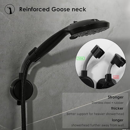 Suction Cup Handheld Shower Head Holder - Reusable - 360 Swivel Adjustable (Matt Black)
