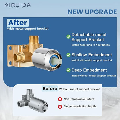 Airuida Shower Faucet Set Bathroom Rain Shower System SUS304 Stainless Steel Single Handle With Male Threads Rough-in Valve Shower Trim Kit 8 Inch Wall Mount Shower Head Chrome Polish