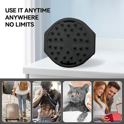 OTHIX Dual-Sided Silicone Body Scrubber, 2-in-1 Silicone Loofah for Shower Exfoliating Body Brush Buffer Scrubber for Men and Women for All Skin, Scalp Massager Lather Well＆Easy to Clean (Black)