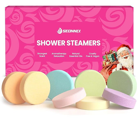 Shower Steamers Aromatherapy, 8 Pack Shower Bombs for Relaxation and Stress Relief, Natural Essential Oils Spa Gift Set for Women, Birthday Gifts, Self Care & Home Spa Experience