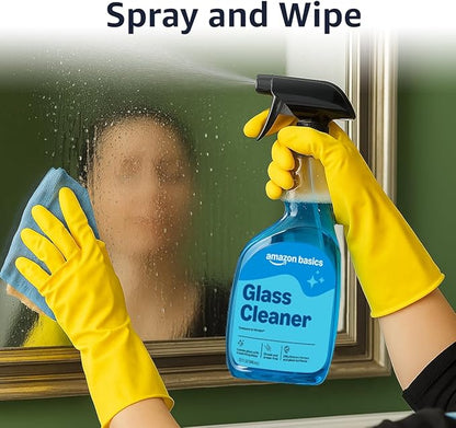 Amazon Basics Glass Cleaner, 32 Fl Oz, Pack of 2 with 1 Sprayer