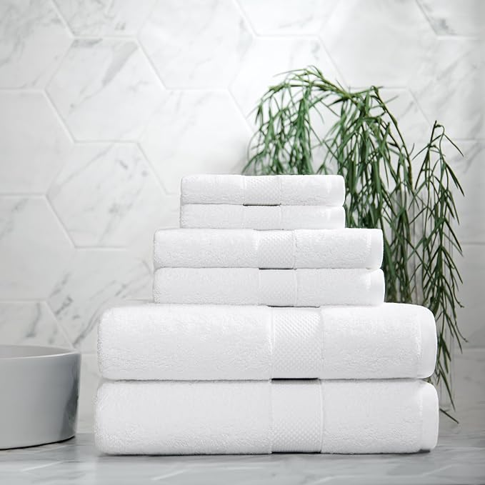 Aston & Arden Egyptian Wash Cloths - Pack of 6 - Oversized Ultra Soft Thick & Absorbent, 100% Ringspun Egyptian Cotton Bathroom Towel for Spa, Hotel, 600 GSM, 13 x 13 in, White