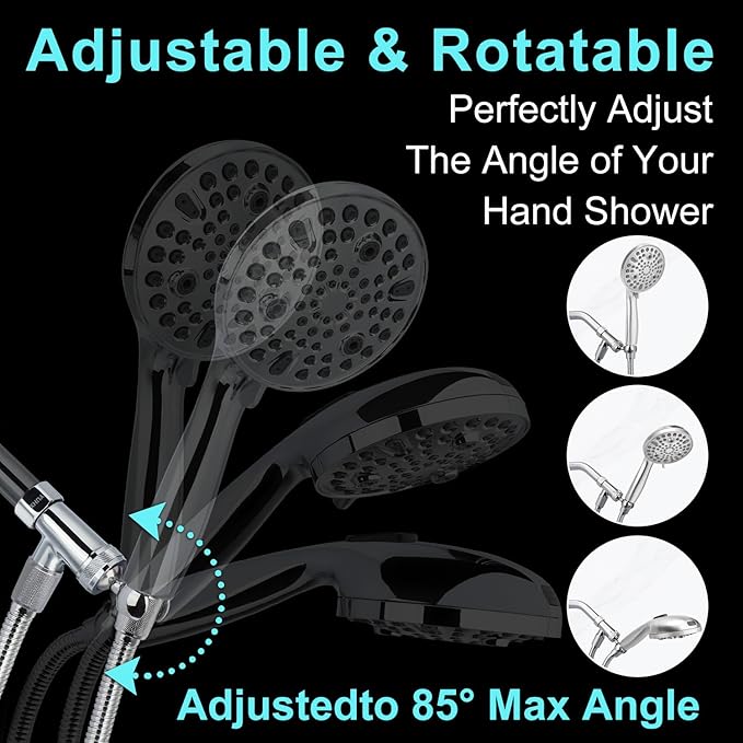 Shower Head Holder All Metal, Brass Adjustable Shower arm Bracket for Handheld, Hand held Showerhead Holder (B-Style Shower Arm Mount Premium Chrome