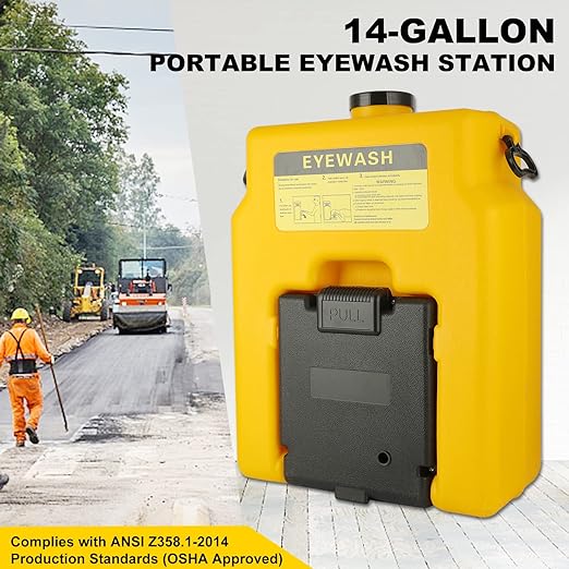 Portable Eyewash-Station Emergency OSHA-Approved Yeipower - Wall Mounted Eye Wash First Aid 14 Gallon Eye Irrigation Equipment