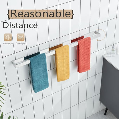 KOKOSIRI Towel Holder Chrome Bath Towel Bar Rack 32-Inch Kitchen Holder Polished Stainless Steel for Bathroom Hardware Wall Mounted, 1 Pack B4008CH-L32