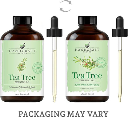 Handcraft Blends Tea Tree Essential Oil – Huge 4 Fl Oz – 100% Pure and Natural – Premium Grade Essential Oil for Diffuser and Aromatherapy, Skin, Massage, Candle and Soap Making Fragrance