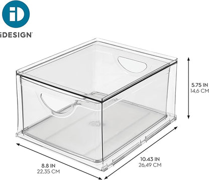 iDesign Stackable Storage Drawer for Fridge, Pantry, or Under Sinks, Set of 2, Clear, Made in USA