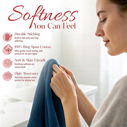 RIVERSIDE 12 Pack Washcloths - 12x12 Inches, 400 GSM, 100% Ring-Spun Cotton - Soft, Absorbent & Durable Face and Body Towels - for Bathroom, Spa, Gym, Makeup Removal & Everyday Use - Blue Opal