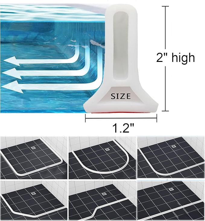 59Inch Collapsible Shower Threshold Water Dam 2" High Shower Barrier Water Stopper 2" Tall Shower Water Guard To Keep Water In Shower Dry And Wet Separation Bathroom Wheelchair Accessible