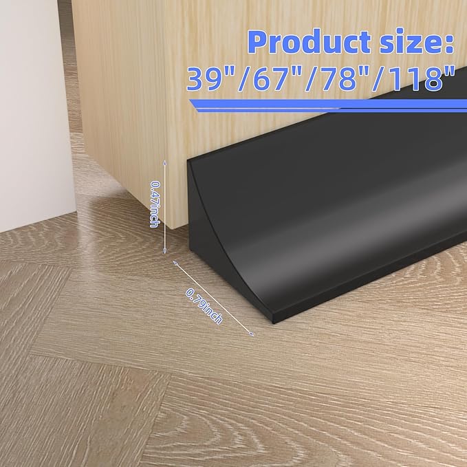 39 Inch Shower Threshold Water Dam Barrier,Silicone Shower Door Bottom Seal for Water Stopper,Flexible Edge Trim for Kitchen Sink Splash Guard,Self Adhesive Water Blocker for Bathtub,Black