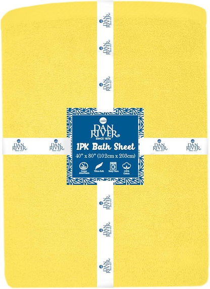 DAN RIVER Pack of 1 Bath Sheet 40x80 Inches, Large Bath Towels Oversized for Adults, Soft and Absorbent Hotel Towels - Yellow