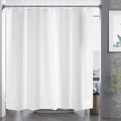 AmazerBath White Shower Curtain Liner, 70 x 72 Inches EVA 8G Heavy Duty Plastic Shower Curtain Liner, Waterproof Weighted Thick Bathroom Curtain with 3 Clear Weights and 12 Rustproof Grommet Holes